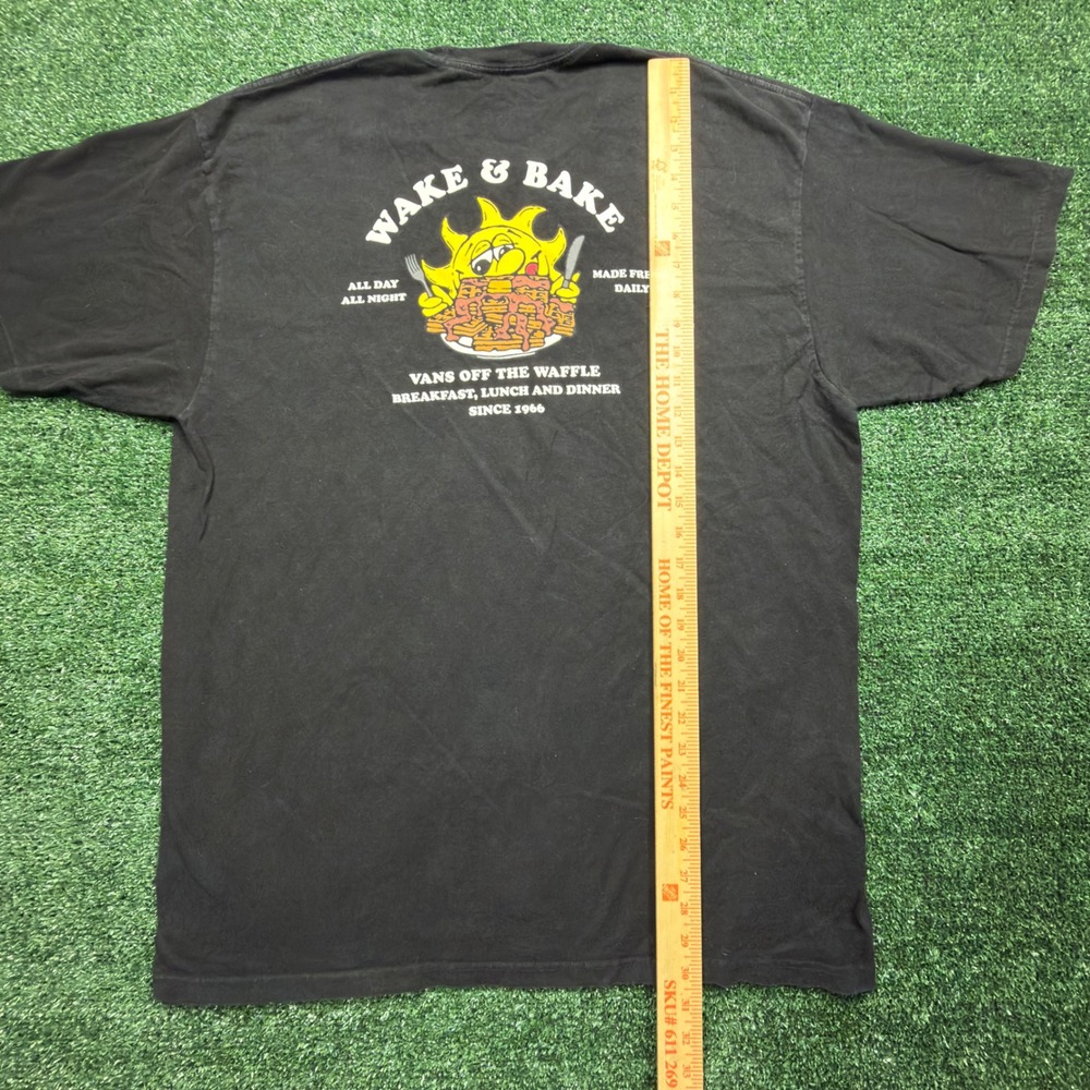 Vans Mens Wake & Bake Off The Waffle Graphic T-Shirt Black XL - Picture 8 of 8